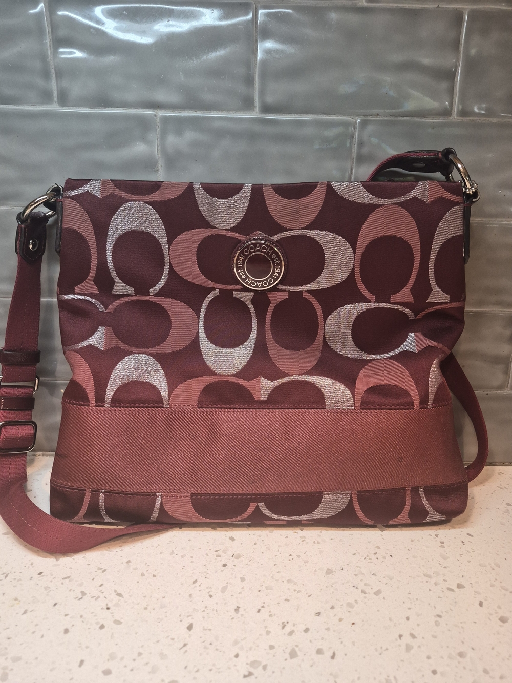 Coach Crossbody Bag in Burgundy and Rose